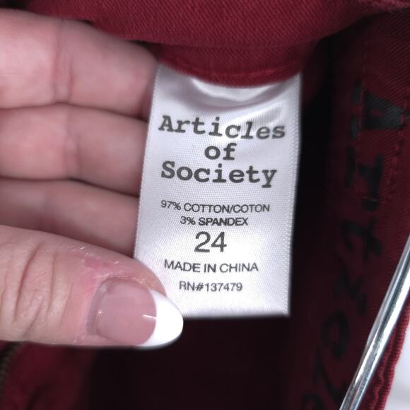 Articles of Society Size 24 Mya Scarlet Bright Maroon Denim Stretchy Skinny Jean - Picture 6 of 11